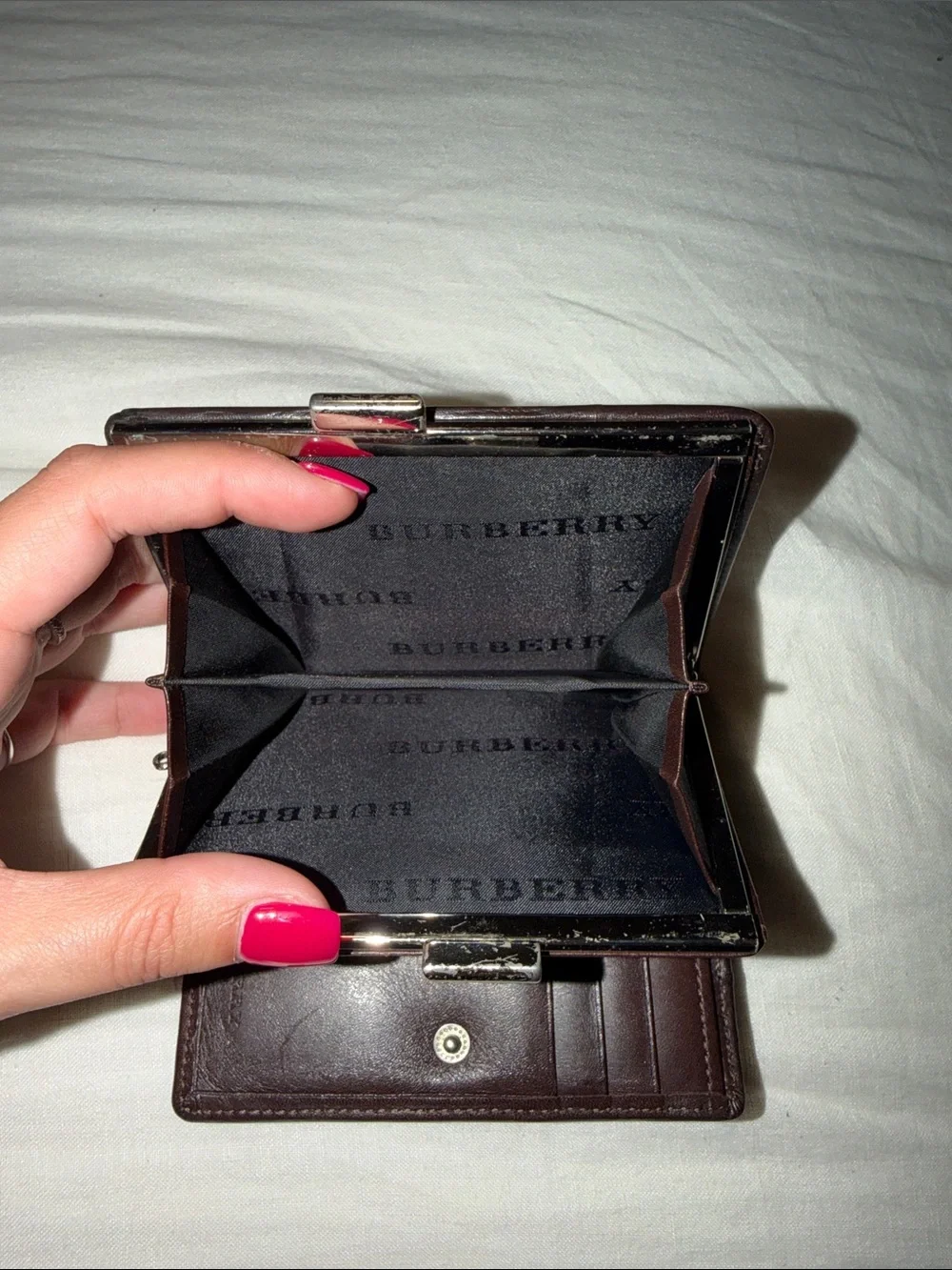 Burberry Beige Check and Brown Leather Wallet